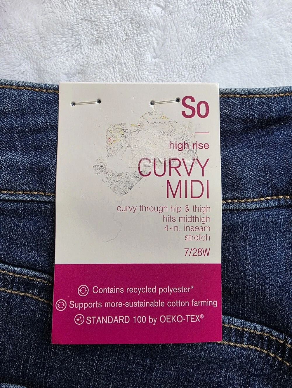 So High Rise Midi Curvy Junior Denim Shorts Size 7/28W